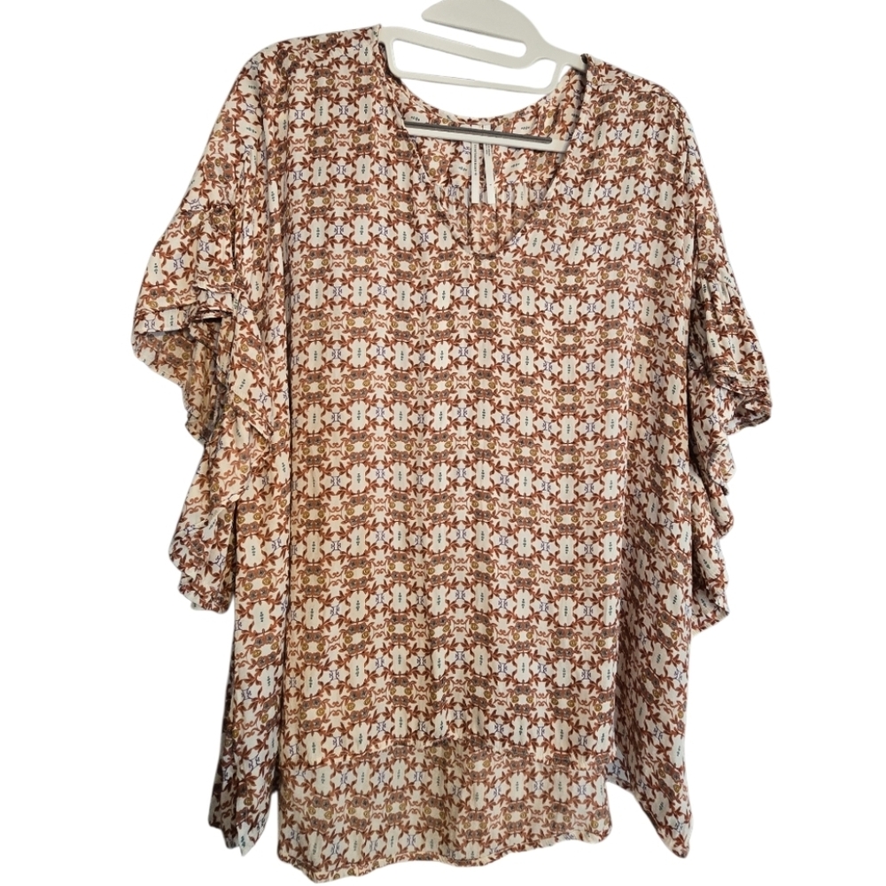 Anthropologie Grace Ruffled T Shirt Size Large in EUC - Picture 4 of 9